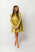 Sabine Metallic Pleated Mini Dress in Olive *Final Sale*