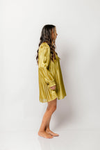 Sabine Metallic Pleated Mini Dress in Olive *Final Sale*