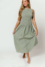Cora Gingham Maxi Dress in Green