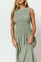 Cora Gingham Maxi Dress in Green