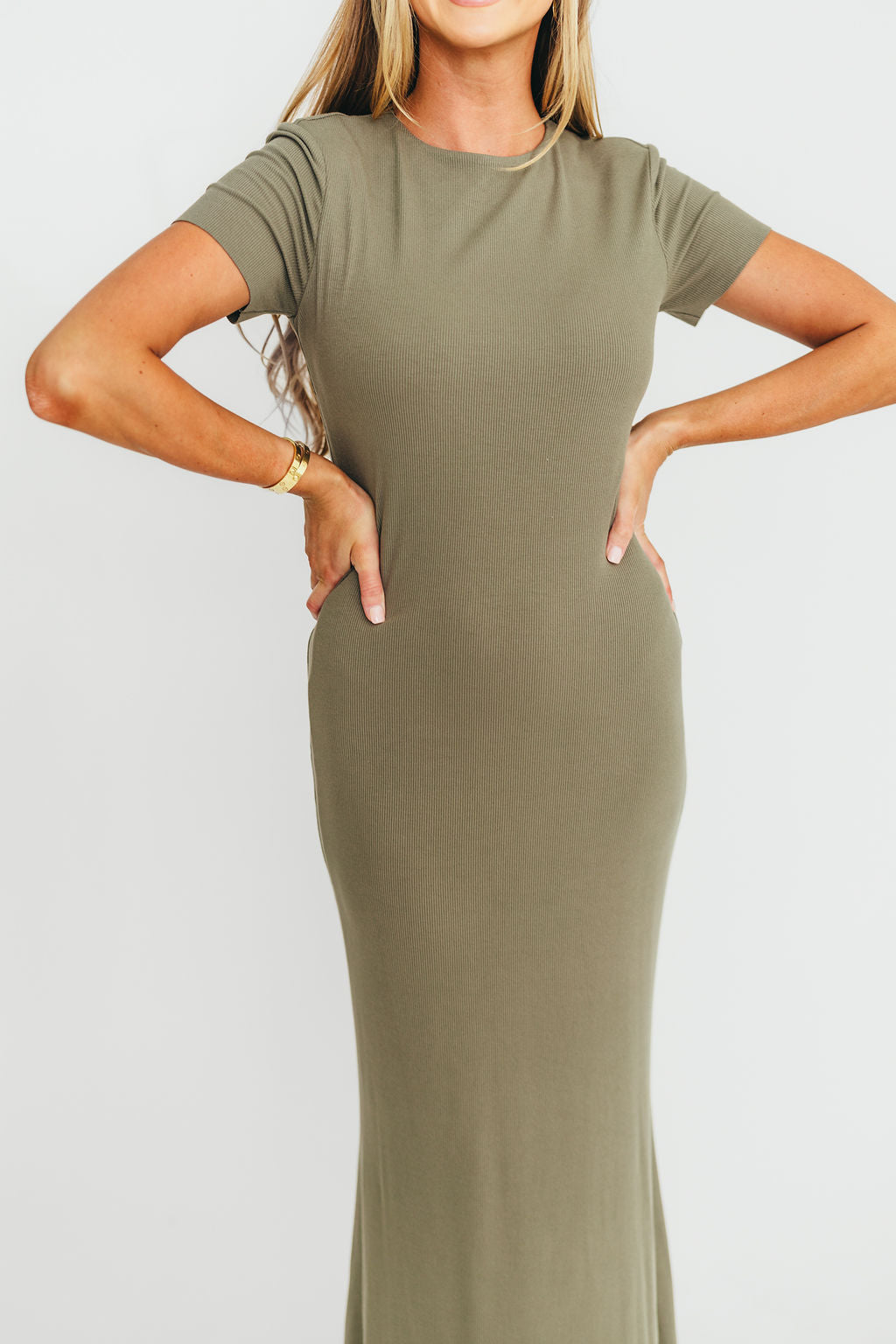 The Charlie Ribbed Maxi Dress in Dusty Olive Green - Bump Friendly *Final Sale*