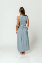 Cora Gingham Maxi Dress in Blue