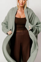 Misha Longline Open Front Duster Sweater in Sage Green