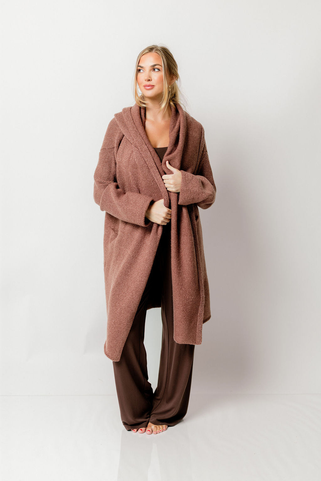 Noah Oversized Hooded Coatigan in Vintage Mauve *LUXURY Cardigan*