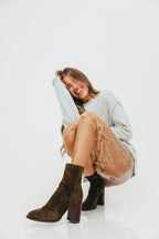 Obsession Bootie in Olive Suede