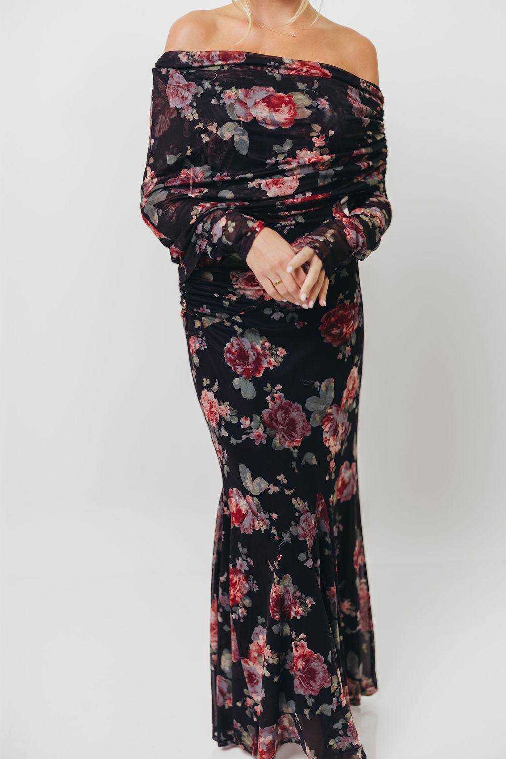 Azaleia Maxi Dress in Black Floral - Size up for Bump