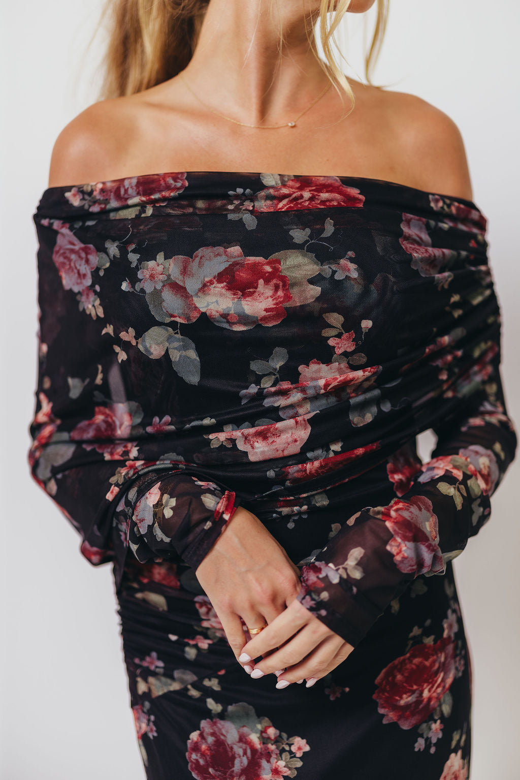 Azaleia Maxi Dress in Black Floral - Size up for Bump