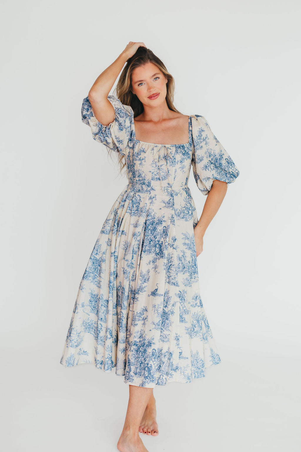 Mary Elizabeth Midi Dress in Blue