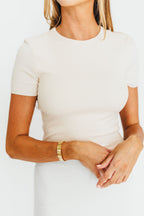 The Charlie Ribbed Maxi Dress in Light Peach - Bump Friendly