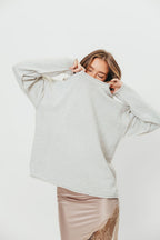 Toni Inside-Out Roll Neck Pullover Sweater in Melange Grey