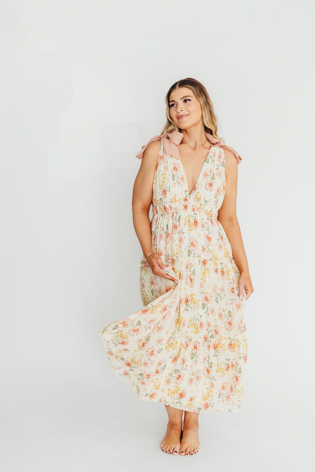 Ambrose Maxi Dress in Cream/Coral Floral *Final-Sale*