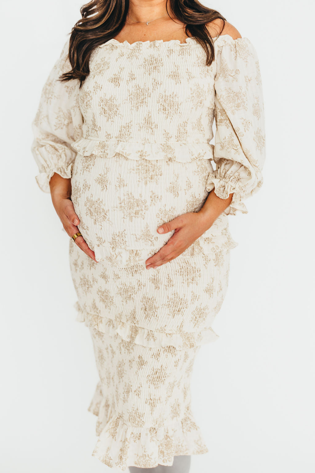 The Chloe Midi Dress in Brown - Bump Friendly *Final-Sale*