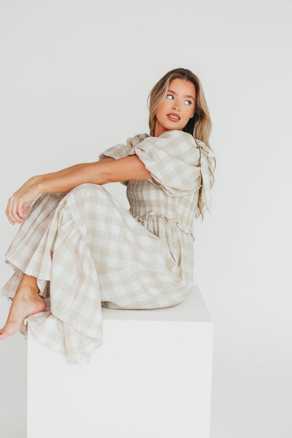 Addyson Elena Maxi Dress in Natural Multi - Cotton/Linen Blend - Bump Friendly & Inclusive Sizing