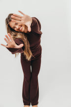 Zara Three Piece Lounge Set in Dark Brown