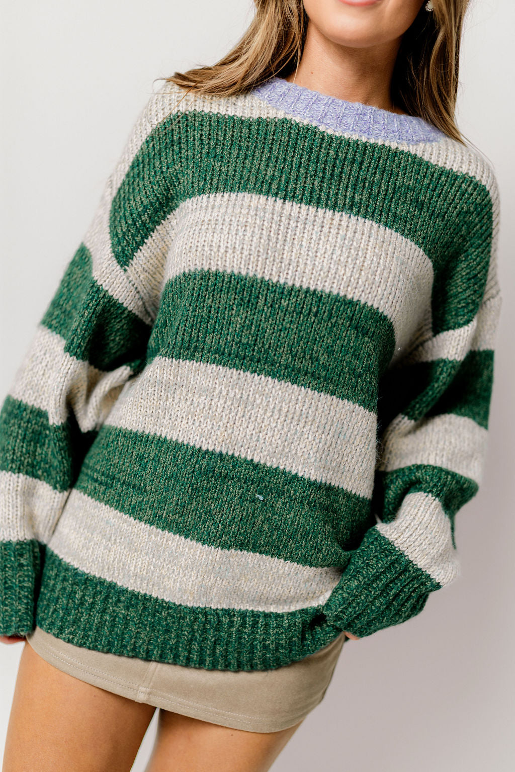 Cosmo Oversized Striped Sweater in Green
