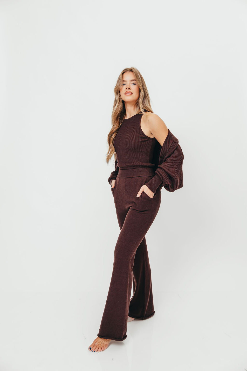 Zara Three Piece Lounge Set in Dark Brown