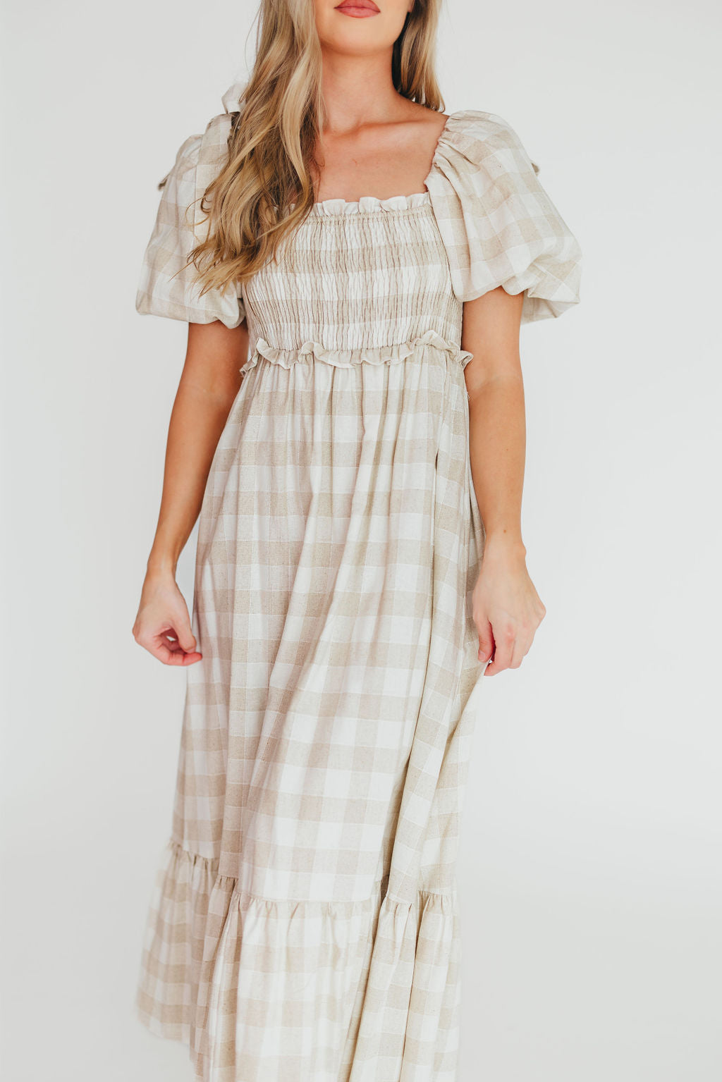 Addyson Elena Maxi Dress in Natural Multi - Cotton/Linen Blend - Bump Friendly & Inclusive Sizing