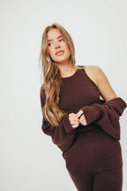 Zara Three Piece Lounge Set in Dark Brown
