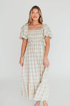 Addyson Elena Maxi Dress in Natural Multi - Cotton/Linen Blend - Bump Friendly & Inclusive Sizing