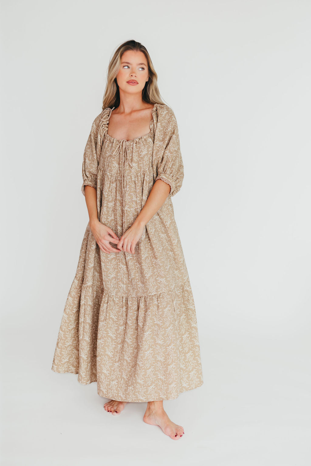 Cara 100% Cotton Maxi Dress in Mocha - Bump Friendly (XS-XL) *Final Sale*