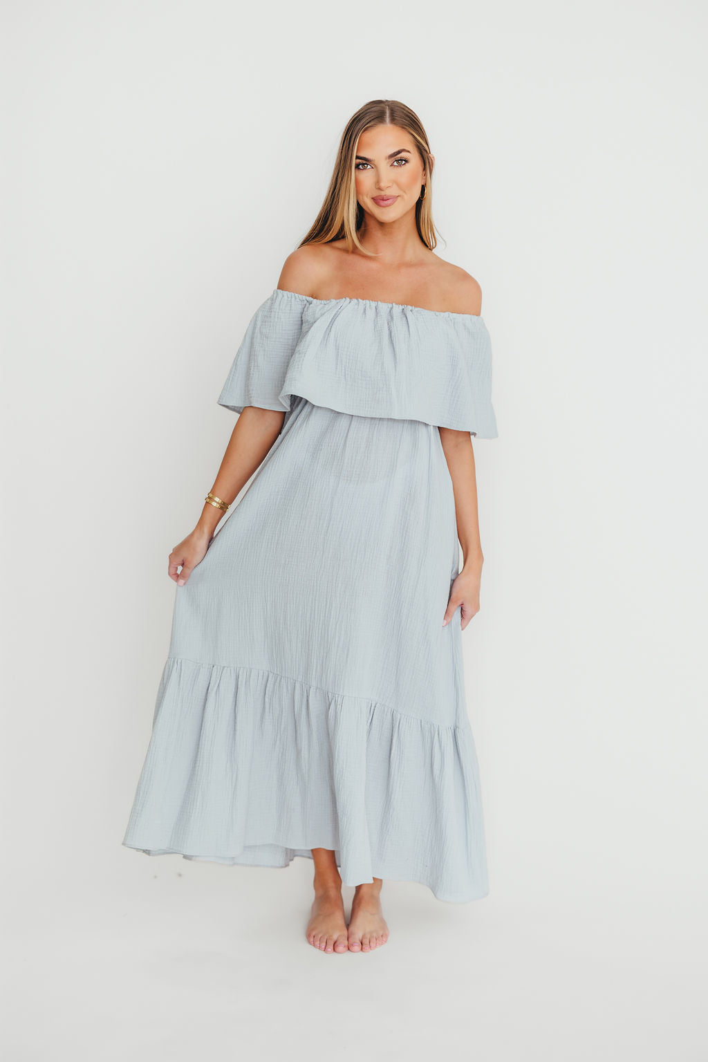 Josie 100% Cotton Maxi Dress in Cloud - Bump & Nursing Friendly