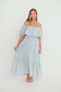Josie 100% Cotton Maxi Dress in Cloud - Bump & Nursing Friendly
