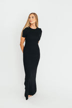 The Charlie Ribbed Maxi Dress in Black *Final Sale*