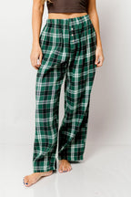 Sandler Flannel Wide Leg Lounge Pants in Green