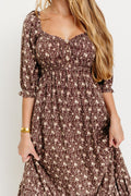 Brenna Floral Maxi Dress in Chestnut