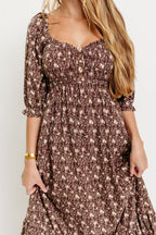 Brenna Floral Maxi Dress in Chestnut