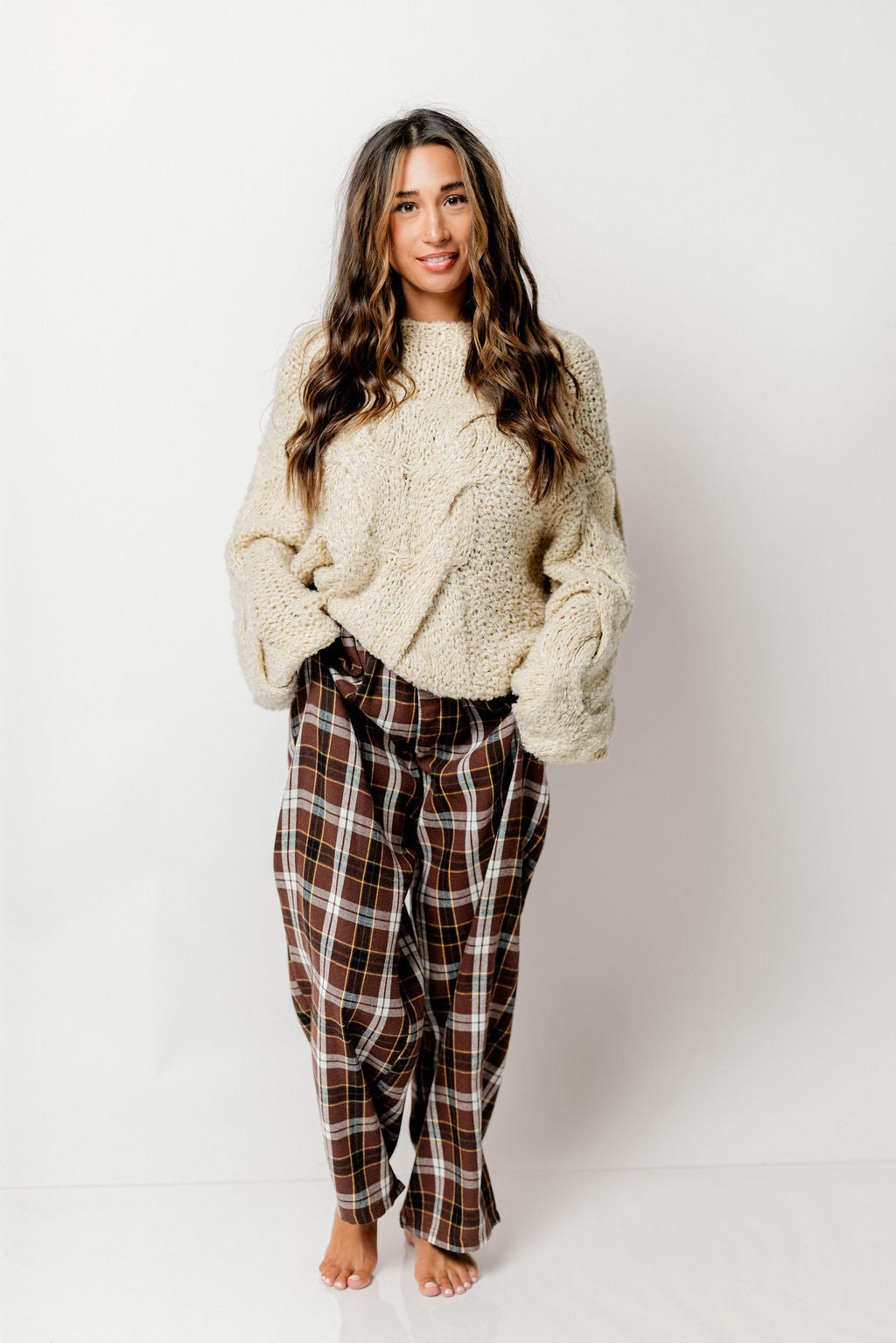 Sandler Flannel Wide Leg Lounge Pants in Brown *Final Sale*