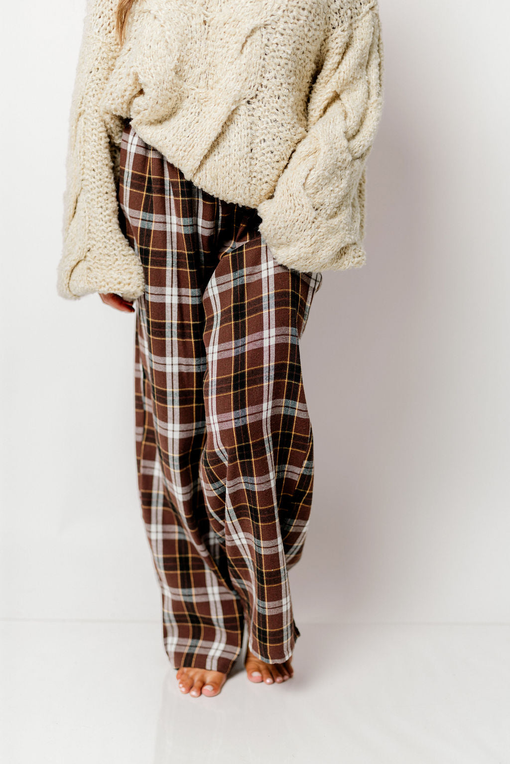 Sandler Flannel Wide Leg Lounge Pants in Brown *Final Sale*