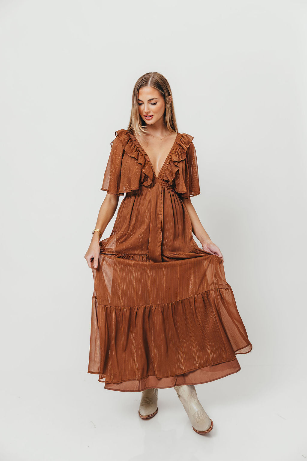 Adrianna Maxi Dress in Brown