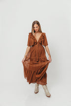 Adrianna Maxi Dress in Brown
