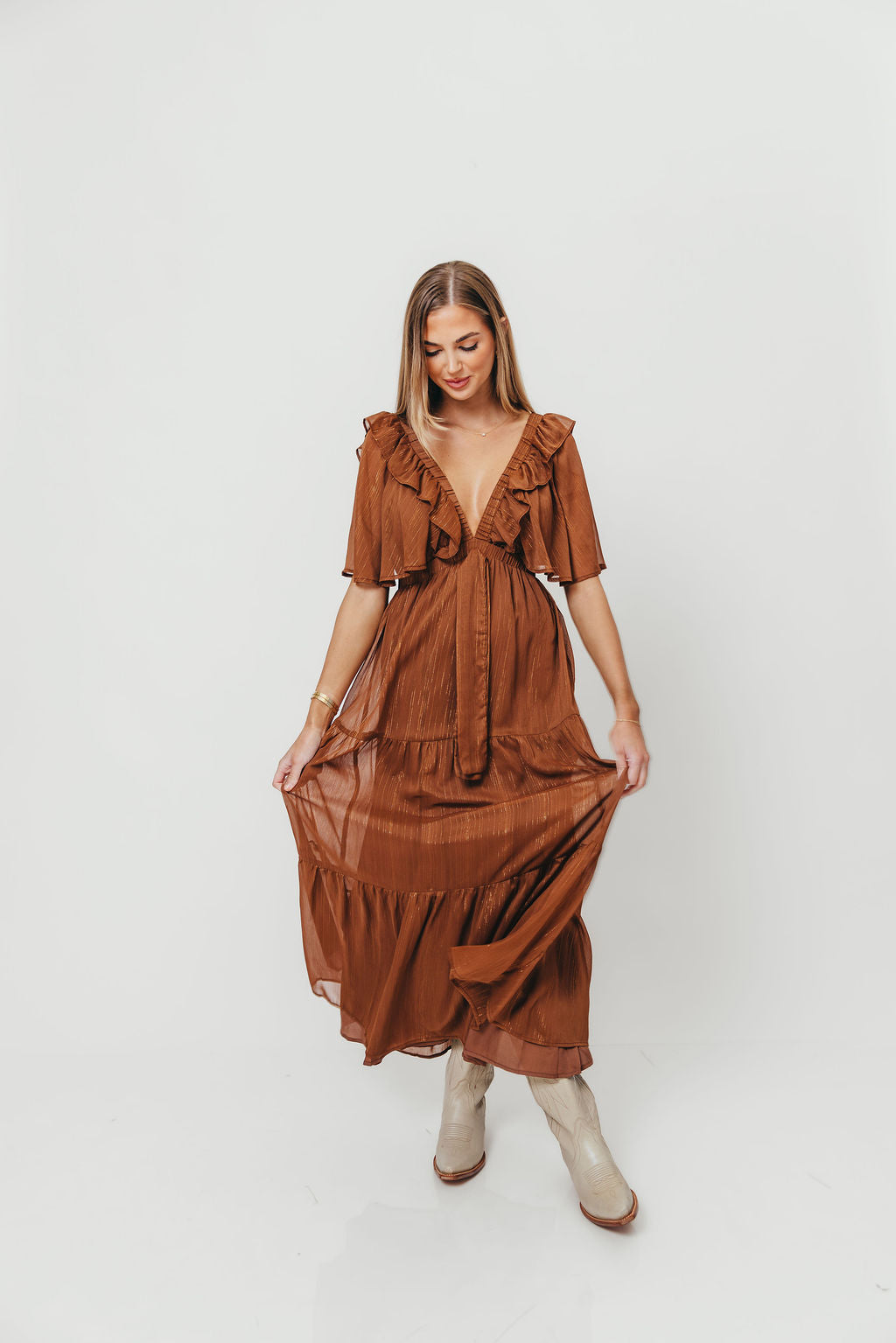 Adrianna Maxi Dress in Brown