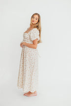 Finley 100% Cotton Peplum Midi Dress in Petal Pink - Bump & Nursing Friendly