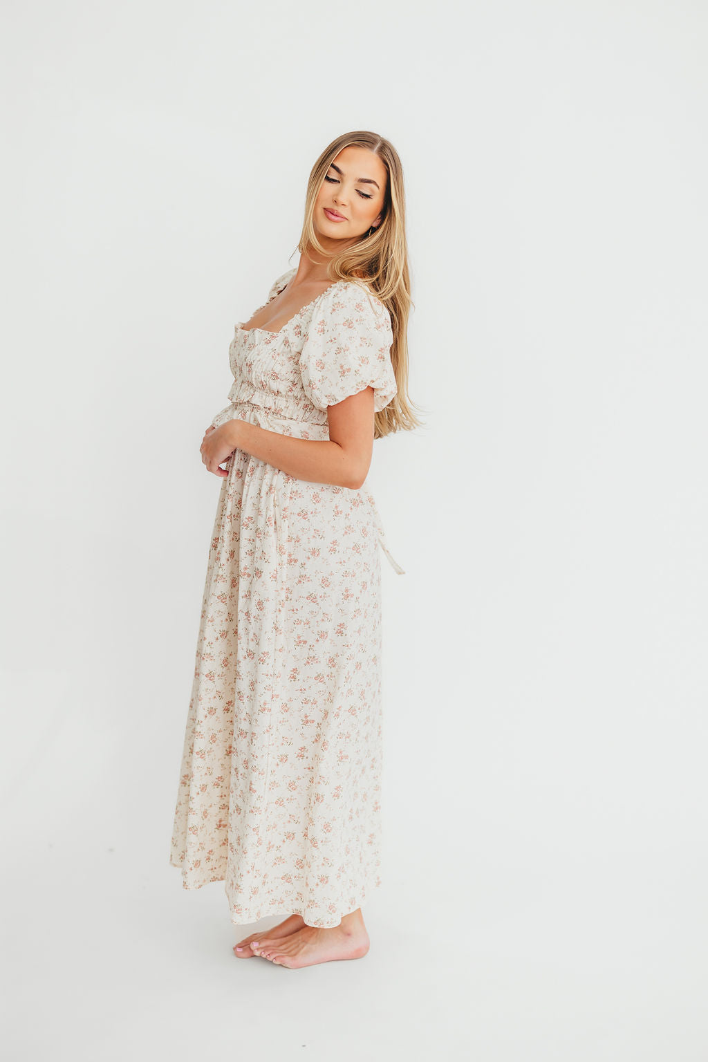 Finley 100% Cotton Peplum Midi Dress in Petal Pink - Bump & Nursing Friendly