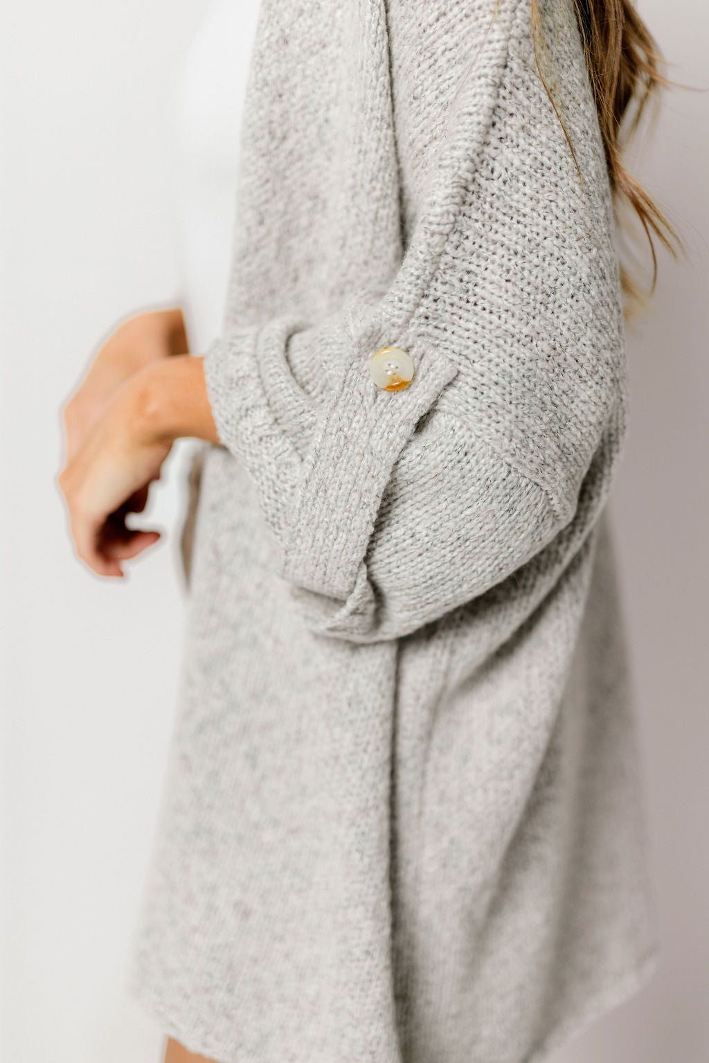 Robin Open Front Cardigan in Light Heather Grey *Final Sale*