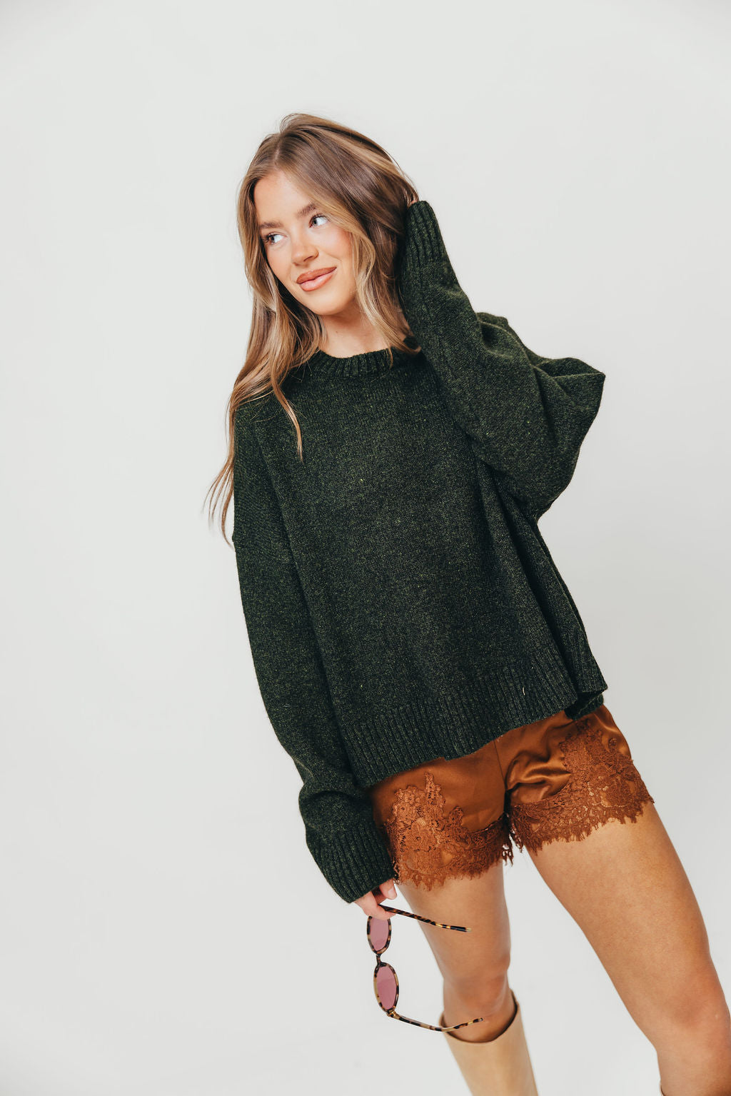 Natalie Tie-Back Sweater in Olive