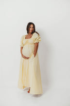 Sydnee Cotton Maxi Dress in Butter Yellow - Bump Friendly