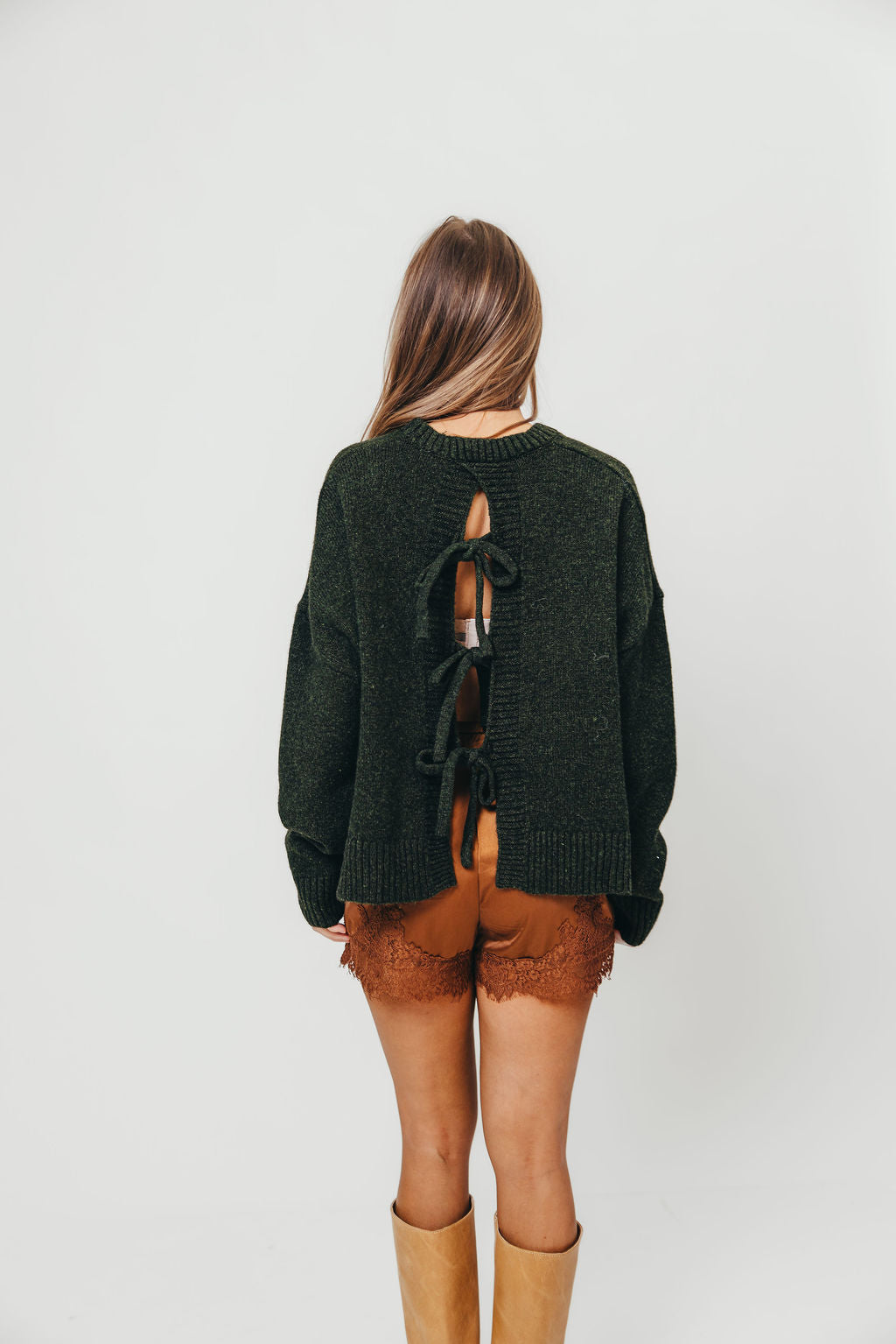 Natalie Tie-Back Sweater in Olive