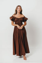 Sydnee Cotton Maxi Dress in Chocolate Brown - Bump Friendly