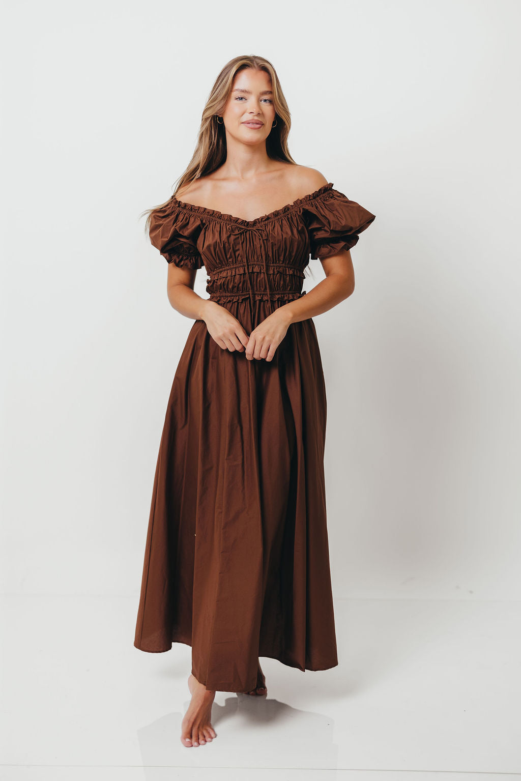 Sydnee Cotton Maxi Dress in Chocolate Brown - Bump Friendly