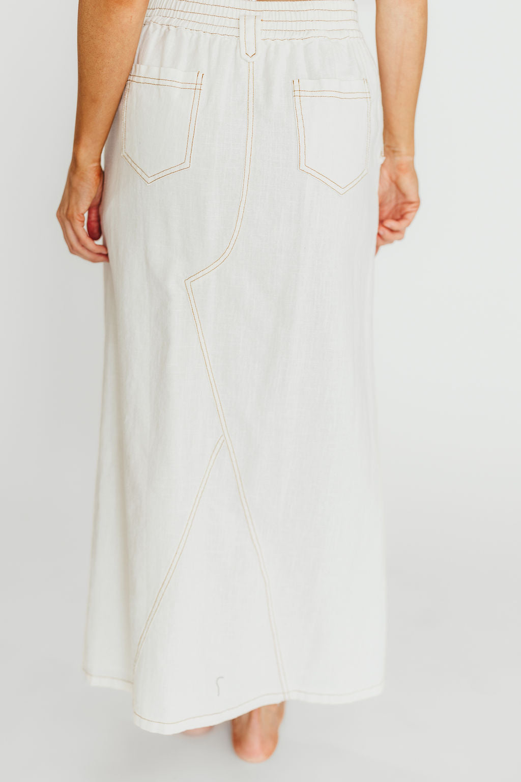 Marium Washed Linen Blend Maxi Skirt in Off-White *Final-Sale*