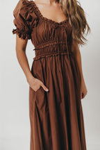 Sydnee Cotton Maxi Dress in Chocolate Brown - Bump Friendly