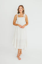 Palmer Asymmetrical Hem Midi Dress in White *Final-Sale*