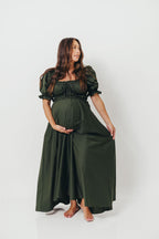 Sydnee Cotton Maxi Dress in Evergreen - Bump Friendly