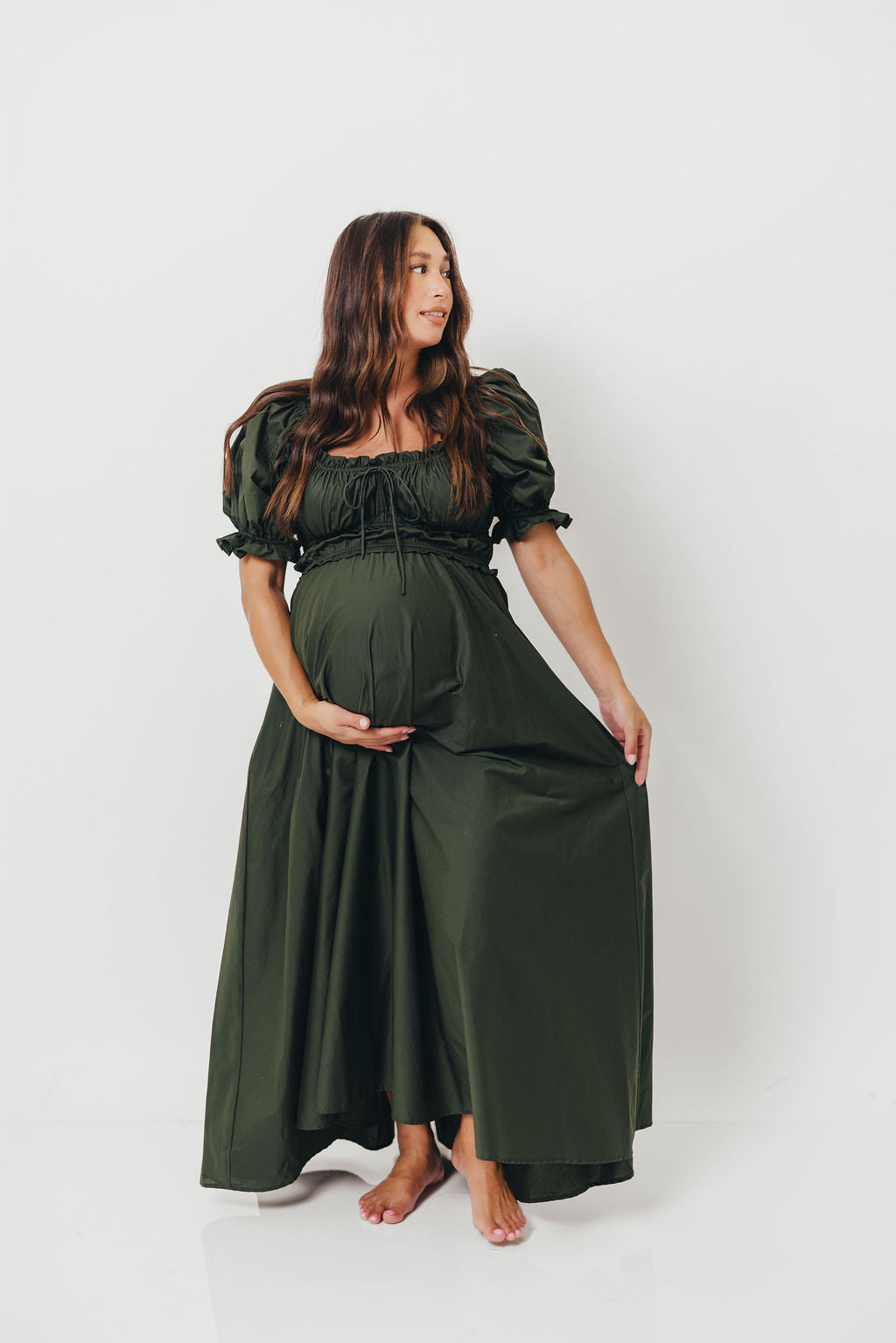 Sydnee Cotton Maxi Dress in Evergreen - Bump Friendly