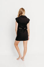 Freya 100% Linen Mini Dress in Black *Final-Sale*