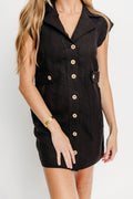 Freya 100% Linen Mini Dress in Black *Final-Sale*